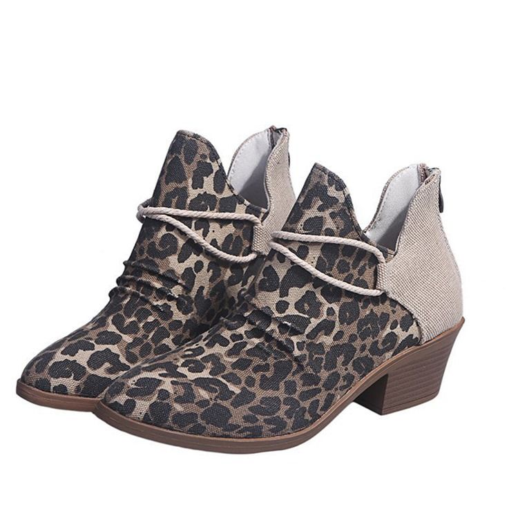 Baksida Zip Chunky Heel Color Block Platform Stövlar Boots