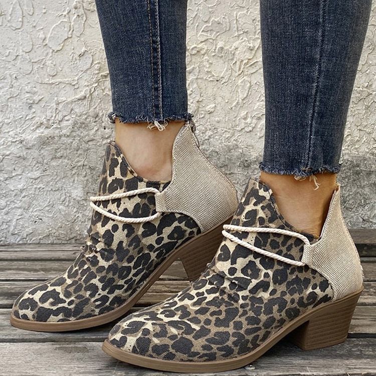 Baksida Zip Chunky Heel Color Block Platform Stövlar Boots
