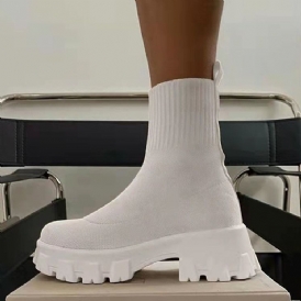 Chunky Häl Rund Tå Slip-On Västerländska Stövlar