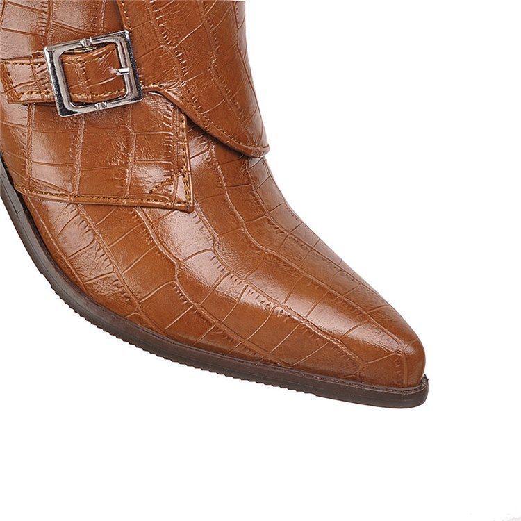 Chunky Heel Vanlig Sida Med Dragkedja Damstövlar