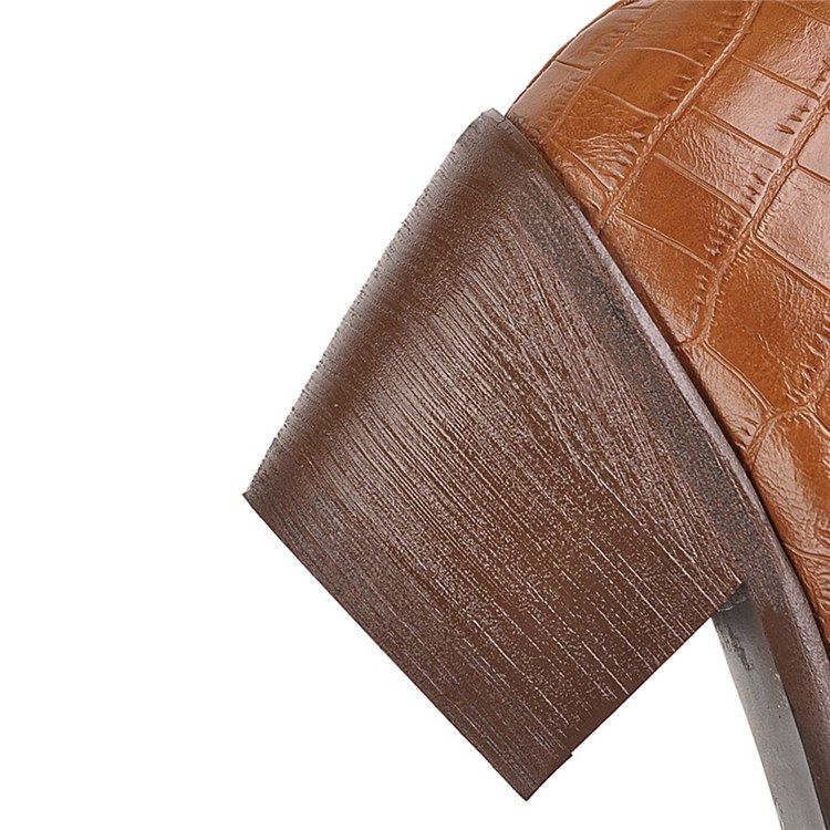 Chunky Heel Vanlig Sida Med Dragkedja Damstövlar
