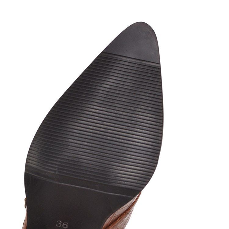 Chunky Heel Vanlig Sida Med Dragkedja Damstövlar