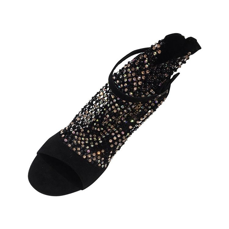 Mesh Peep Toe Dragkedja Stilettklack Dam Ankel Stövlar Boots