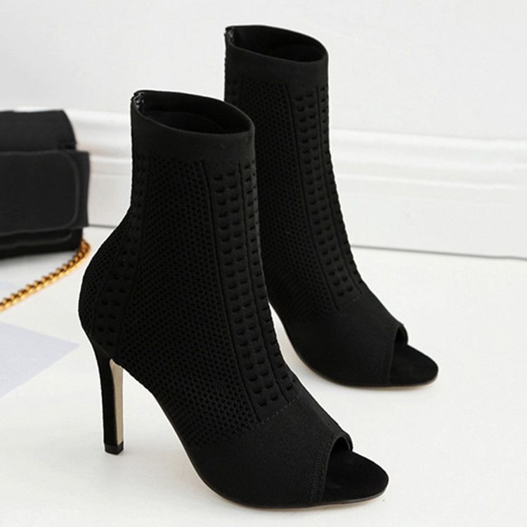 Peep Toe Västerländska Stövlar Med Stilettklack