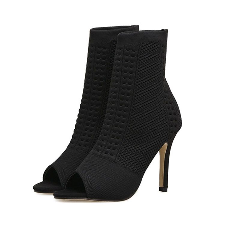 Peep Toe Västerländska Stövlar Med Stilettklack
