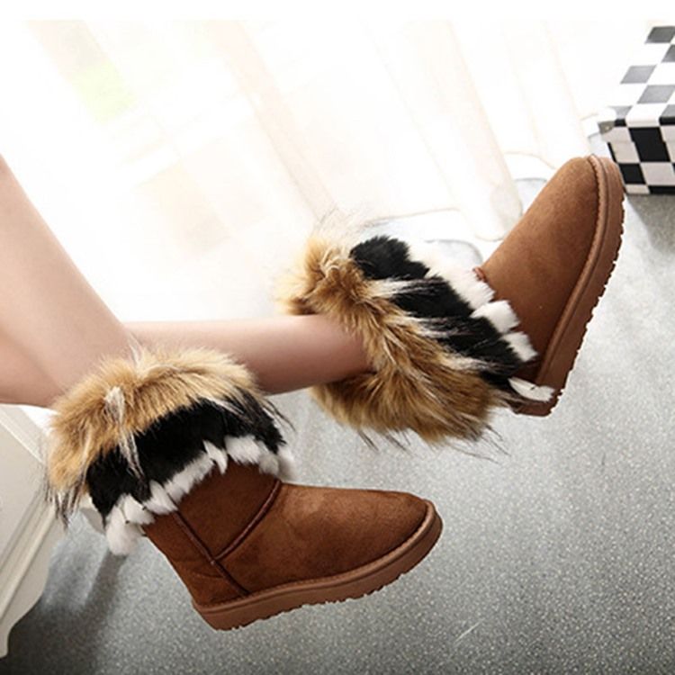 Platt Med Rund Tå Slip-On Korta Floss Stövlar Boots