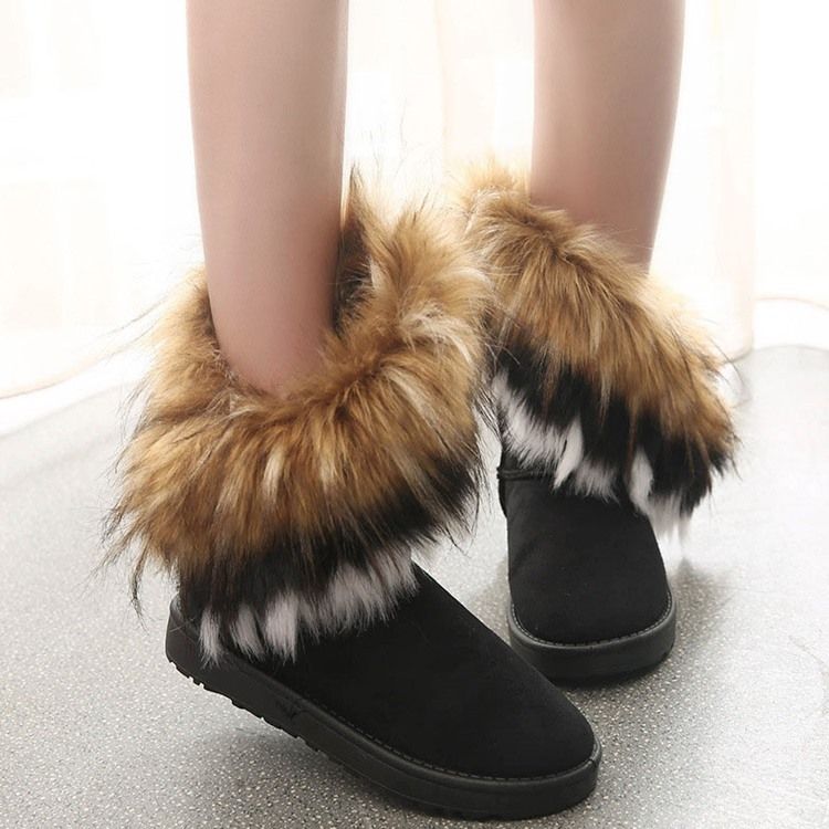 Platt Med Rund Tå Slip-On Korta Floss Stövlar Boots