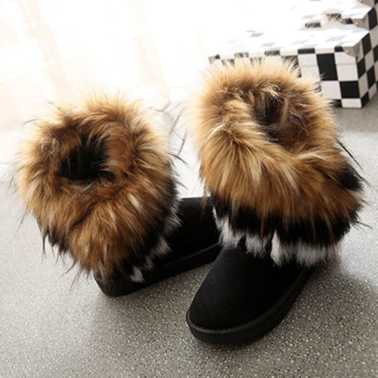 Platt Med Rund Tå Slip-On Korta Floss Stövlar Boots