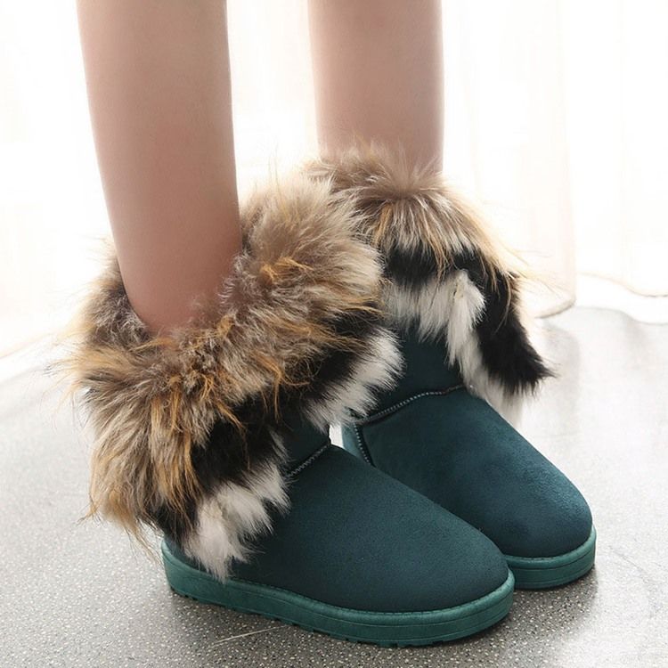 Platt Med Rund Tå Slip-On Korta Floss Stövlar Boots