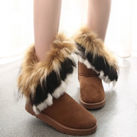 Platt Med Rund Tå Slip-On Korta Floss Stövlar Boots
