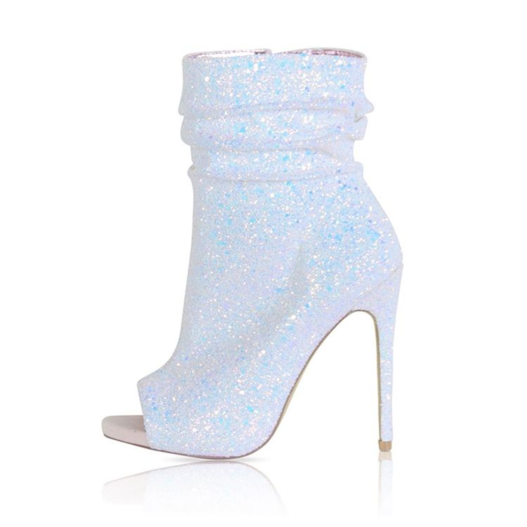 Rhinestone Peep Toe Stilettklack Damstövlar