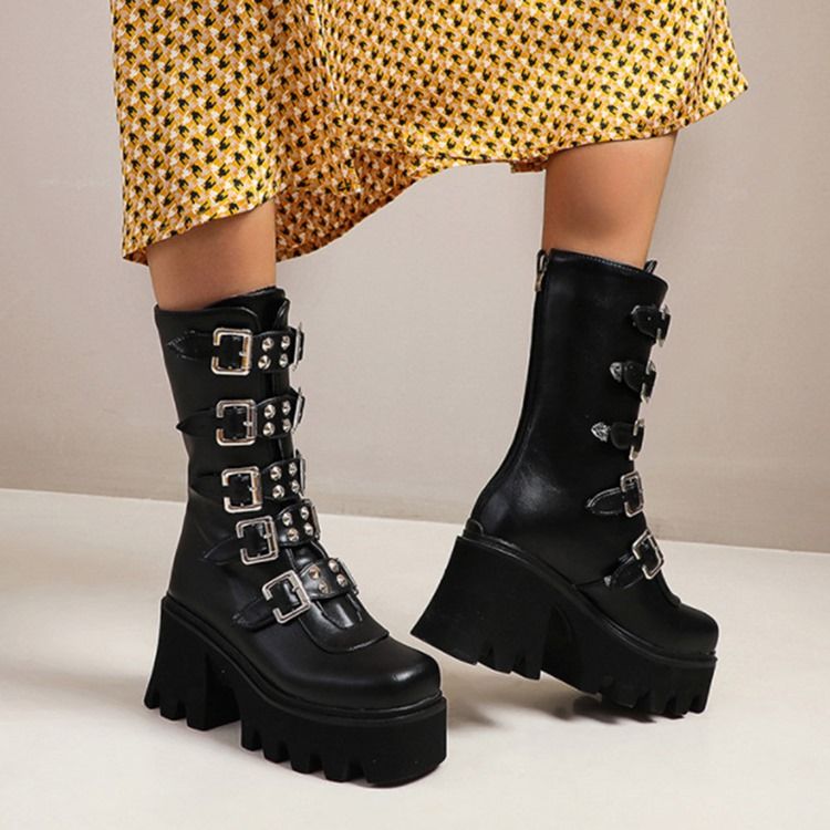 Rygg Zip Plain Square Toe Västerländska stövlar