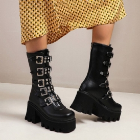 Rygg Zip Plain Square Toe Västerländska stövlar