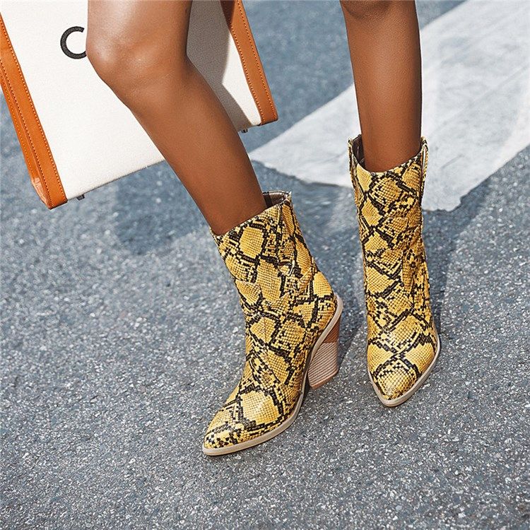 Serpentine Slip-On Color Block Spetsig Tå Damstövlar
