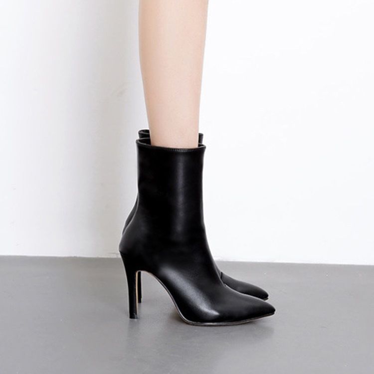 Sido Zipper Stilettklack Spetsad Tå Serpentine Stövlar Boots
