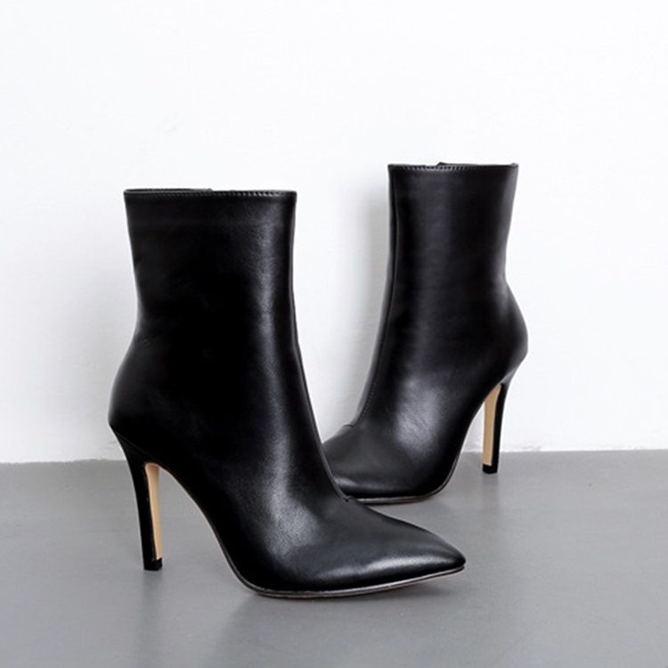 Sido Zipper Stilettklack Spetsad Tå Serpentine Stövlar Boots