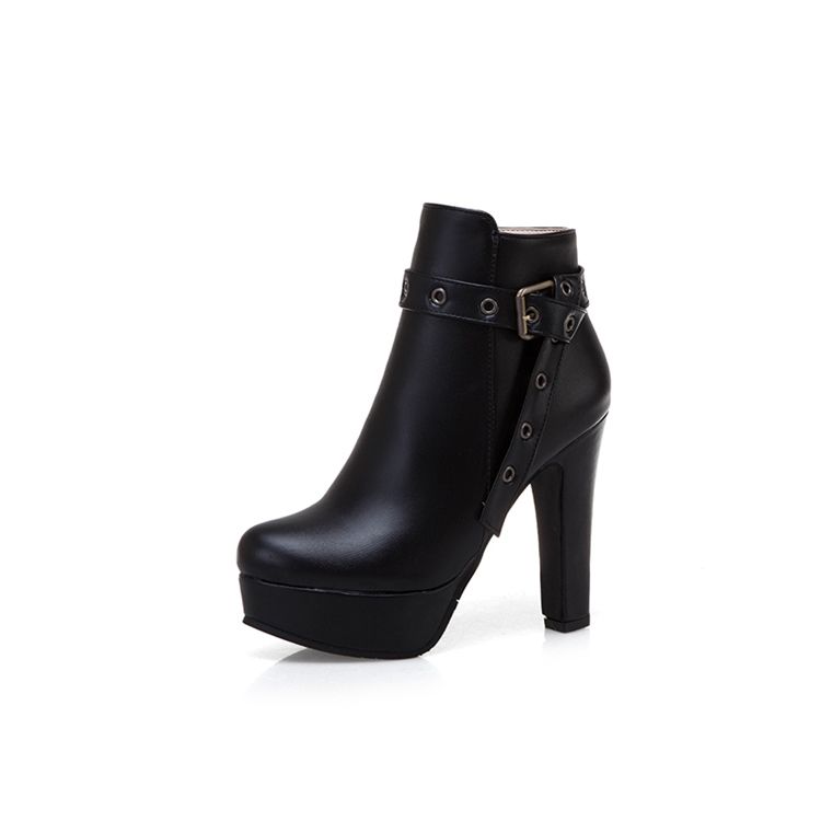 Sidodragkedja Chunky Heel Rund Toe Damstövlar