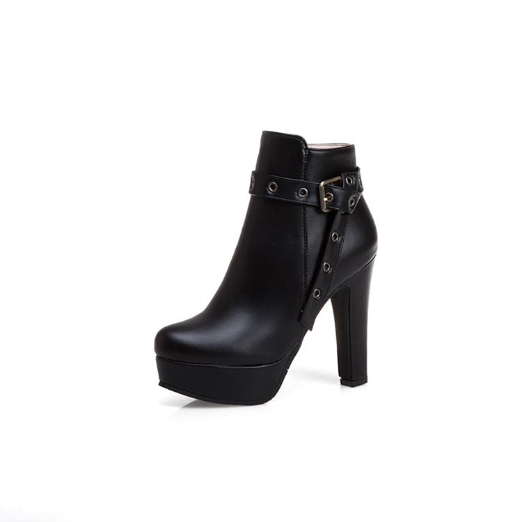 Sidodragkedja Chunky Heel Rund Toe Damstövlar