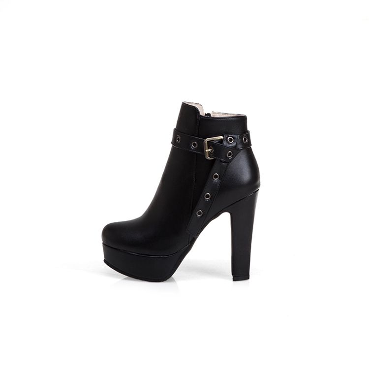 Sidodragkedja Chunky Heel Rund Toe Damstövlar