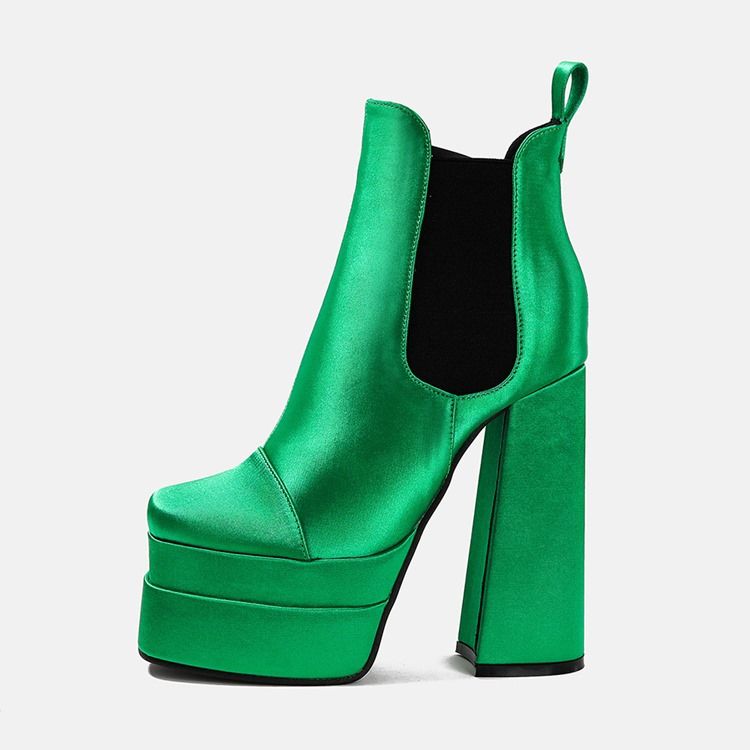Slip-On Chunky Heel Color Block Västerländska stövlar