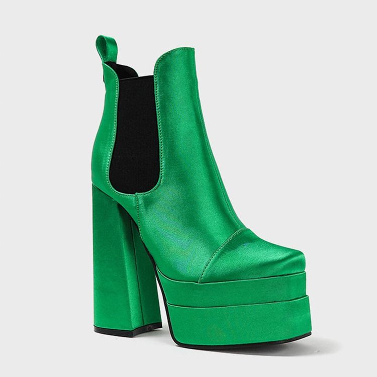 Slip-On Chunky Heel Color Block Västerländska stövlar