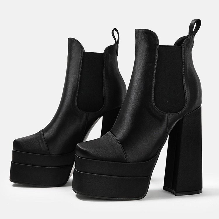 Slip-On Chunky Heel Color Block Västerländska stövlar