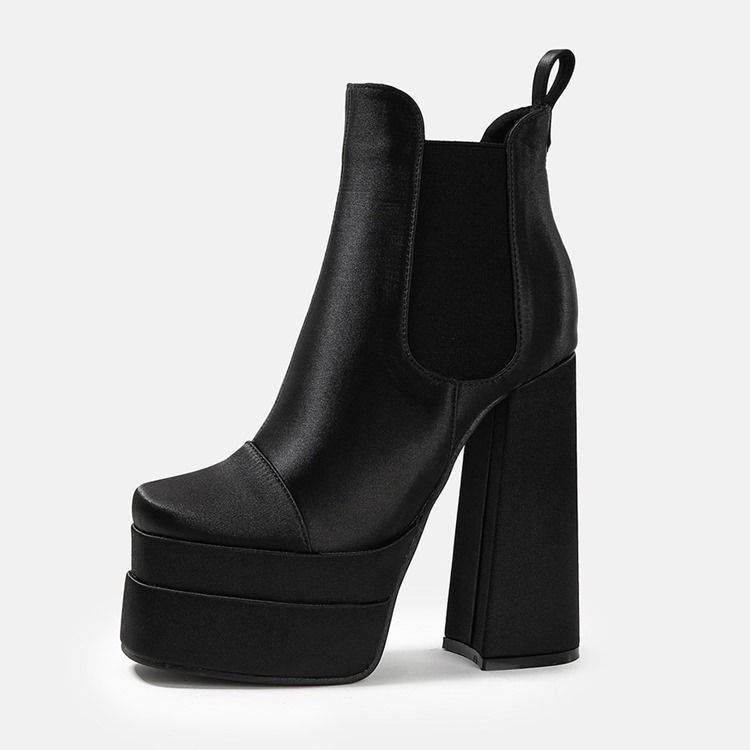 Slip-On Chunky Heel Color Block Västerländska stövlar