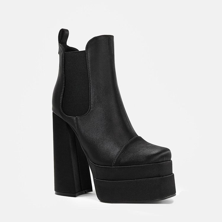 Slip-On Chunky Heel Color Block Västerländska stövlar