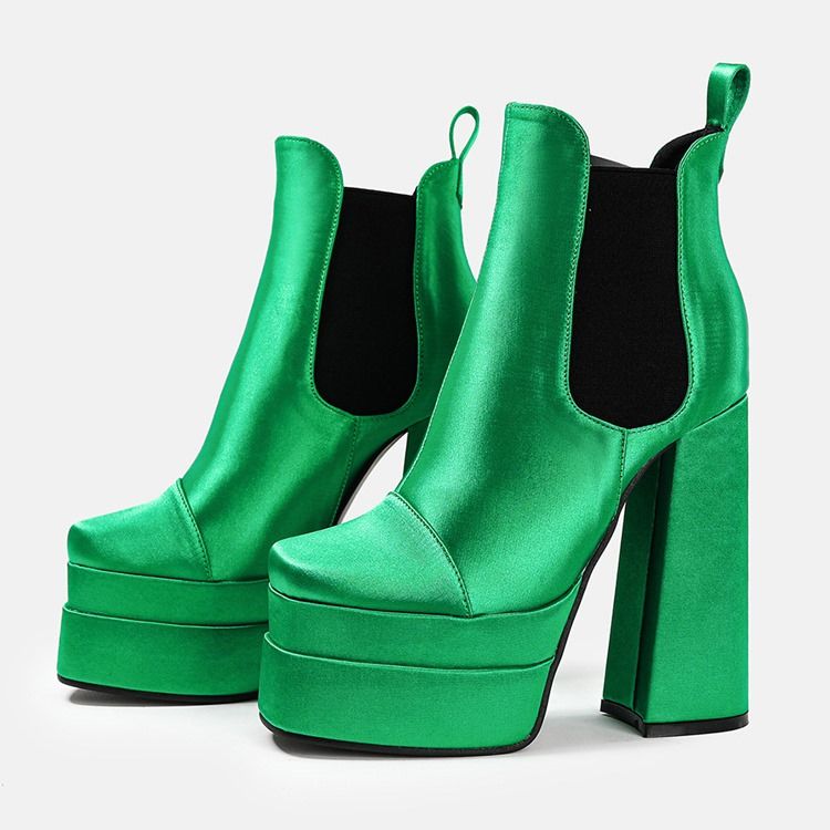 Slip-On Chunky Heel Color Block Västerländska stövlar