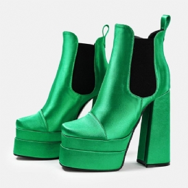 Slip-On Chunky Heel Color Block Västerländska stövlar