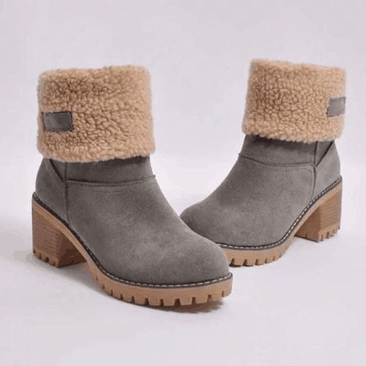 Slip-On Chunky Heel Rund Tå Tråd Stövlar Boots