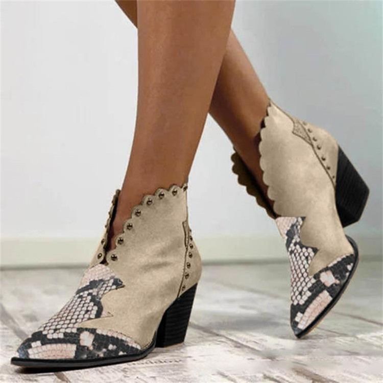 Slip-On Patchwork Casual stövlar Med Spetsig Tå