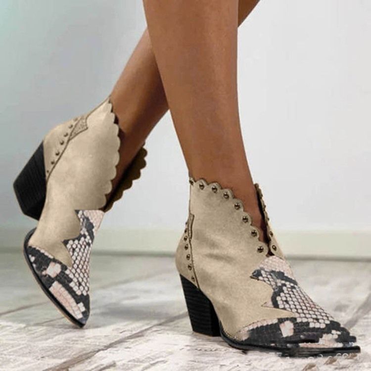 Slip-On Patchwork Casual stövlar Med Spetsig Tå