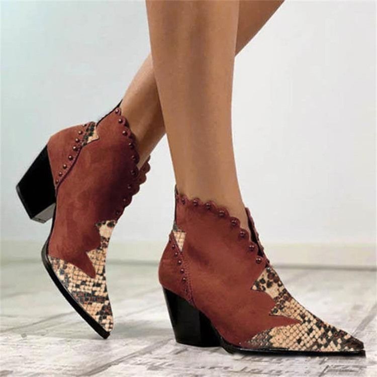 Slip-On Patchwork Casual stövlar Med Spetsig Tå