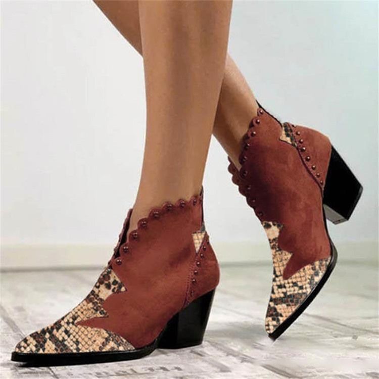 Slip-On Patchwork Casual stövlar Med Spetsig Tå
