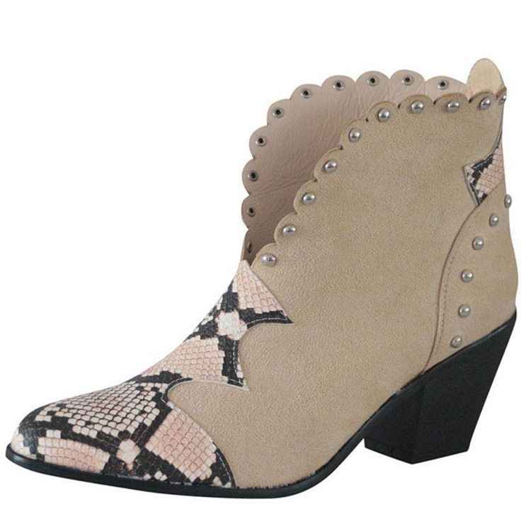 Slip-On Patchwork Casual stövlar Med Spetsig Tå