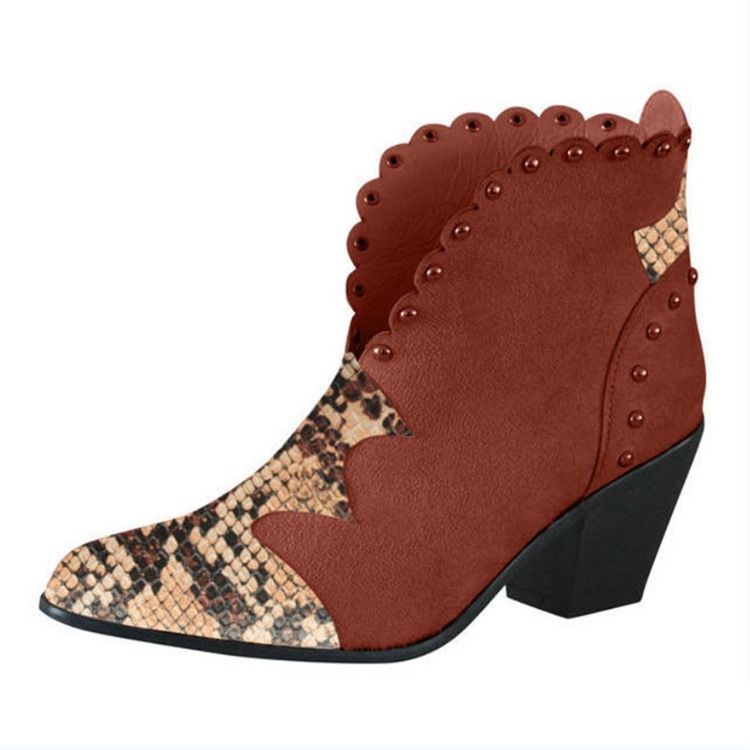 Slip-On Patchwork Casual stövlar Med Spetsig Tå