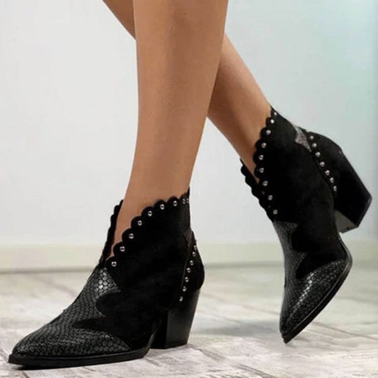 Slip-On Patchwork Casual stövlar Med Spetsig Tå