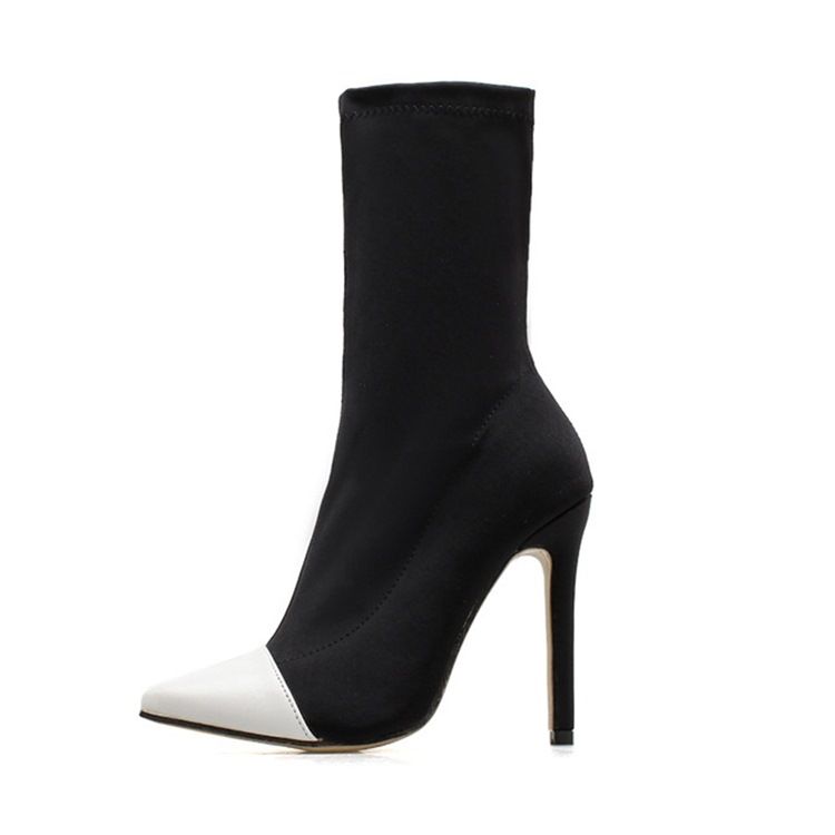Slip-On Stiletto Heel Color Block Pu-Stövlar