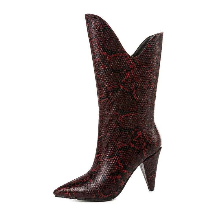Spetsiga Tå Färgblock Slip-On Casual Damstövlar