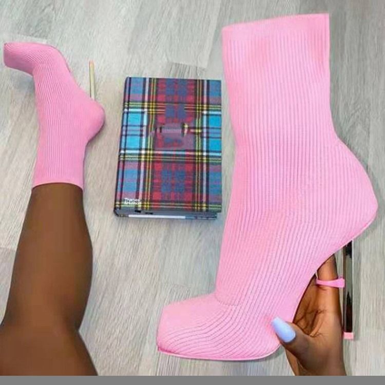 Stilettklack Fyrkantig Tå Slip-On Westernstövlar