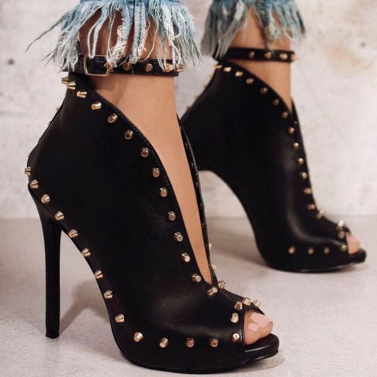 Stilettklack Plain Peep Toe Stilettklack Västerländska Stövlar