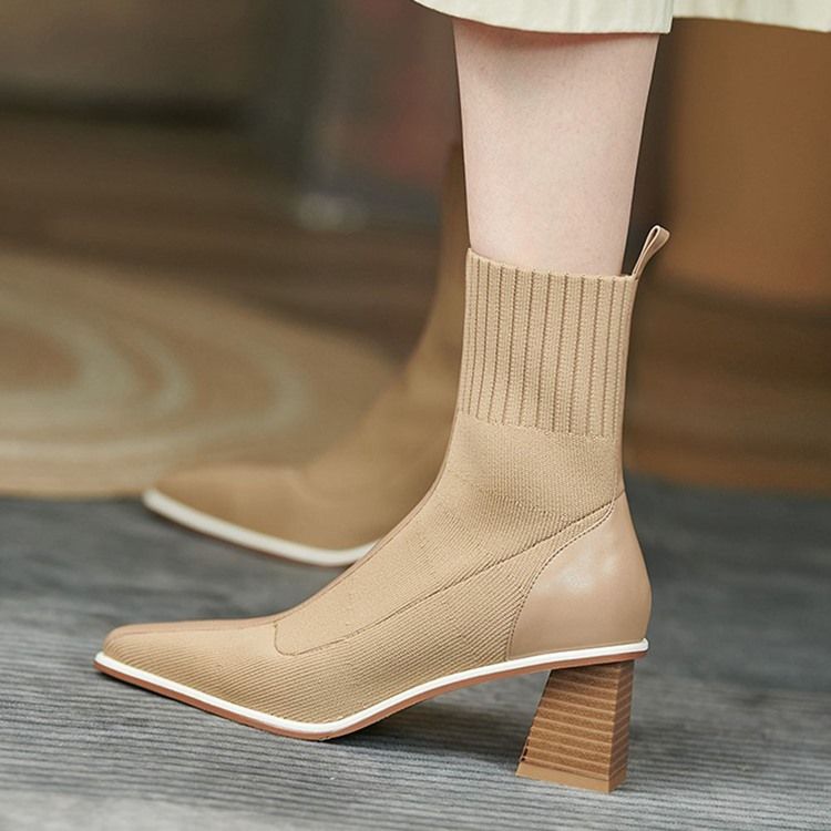 Vanliga Chunky Häl Slip-On Western Stövlar