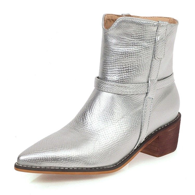 Vanliga Slip-On Spetsiga Stövlar Damer