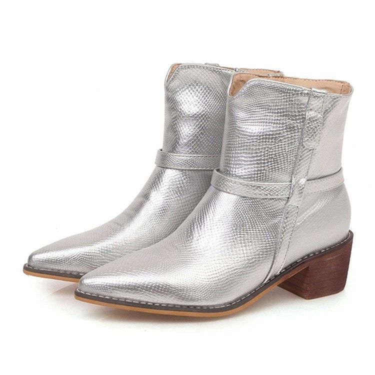Vanliga Slip-On Spetsiga Stövlar Damer