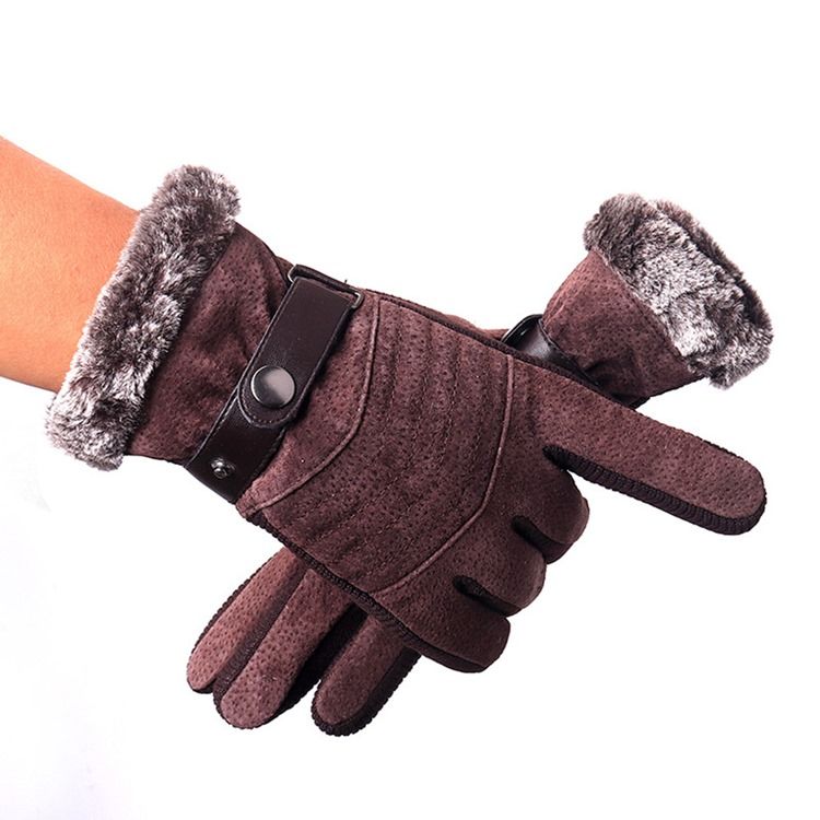 Läder Patchwork Vinterhandskar För Män