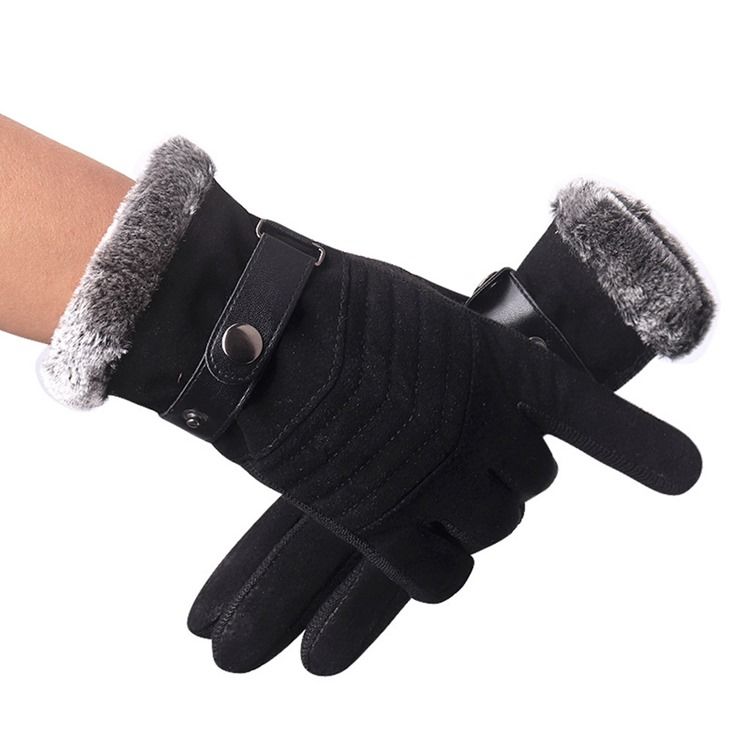 Läder Patchwork Vinterhandskar För Män
