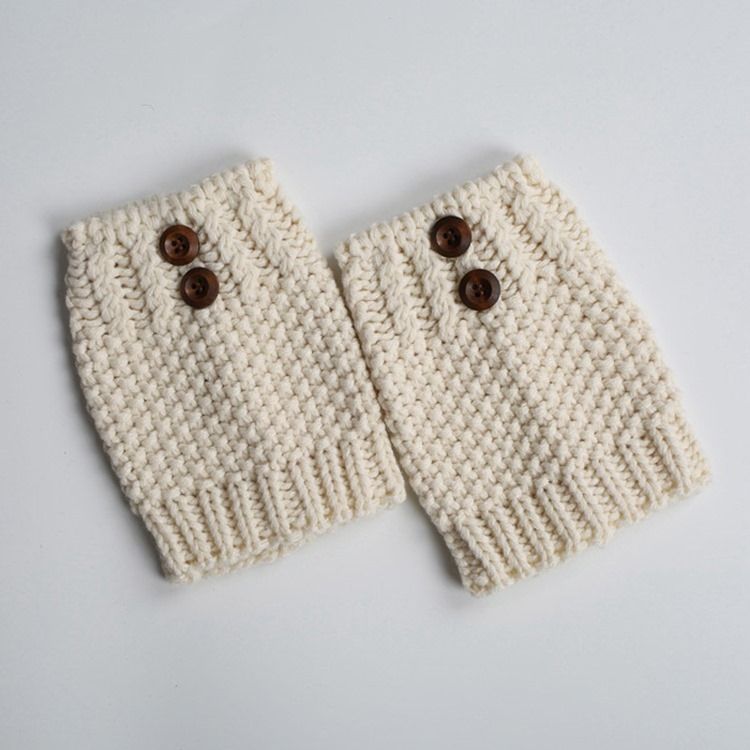 Pure Color Knit Stövlar Boots Manschetter Strumpor