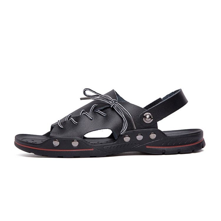 Pu Slip-On Enkla Herrsandaler