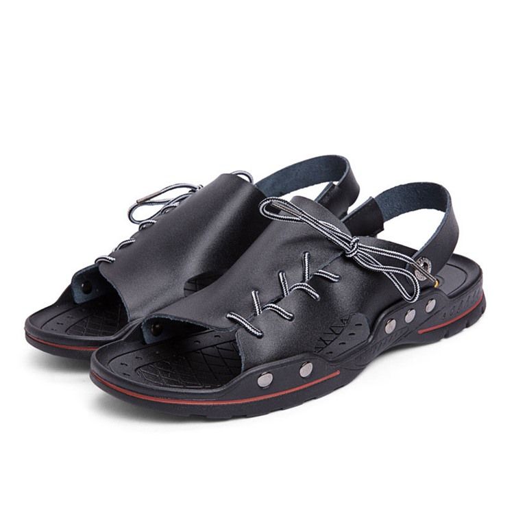 Pu Slip-On Enkla Herrsandaler